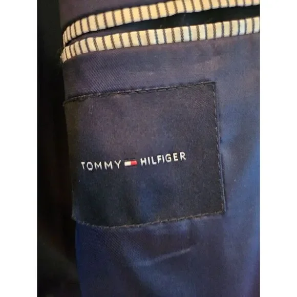 Tommy Hilfiger Mens Modern-Fit Chambray Navy‎ Weave Suit Separate Jacket 44 R